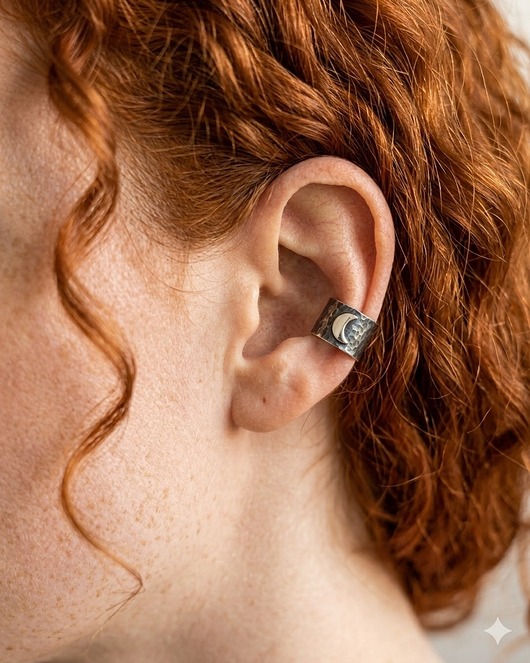 nausznice Nausznica MOON srebro 925 oksydowane