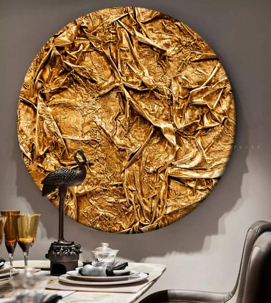 obrazy Płaskorzeźba obraz okrągły strukturalny  koło metaliczna dekoracja fi 100cm