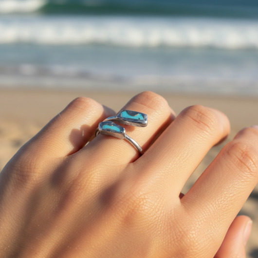 pierścionki złote Regulowany Pierścionek z Howlitem Turkusowym