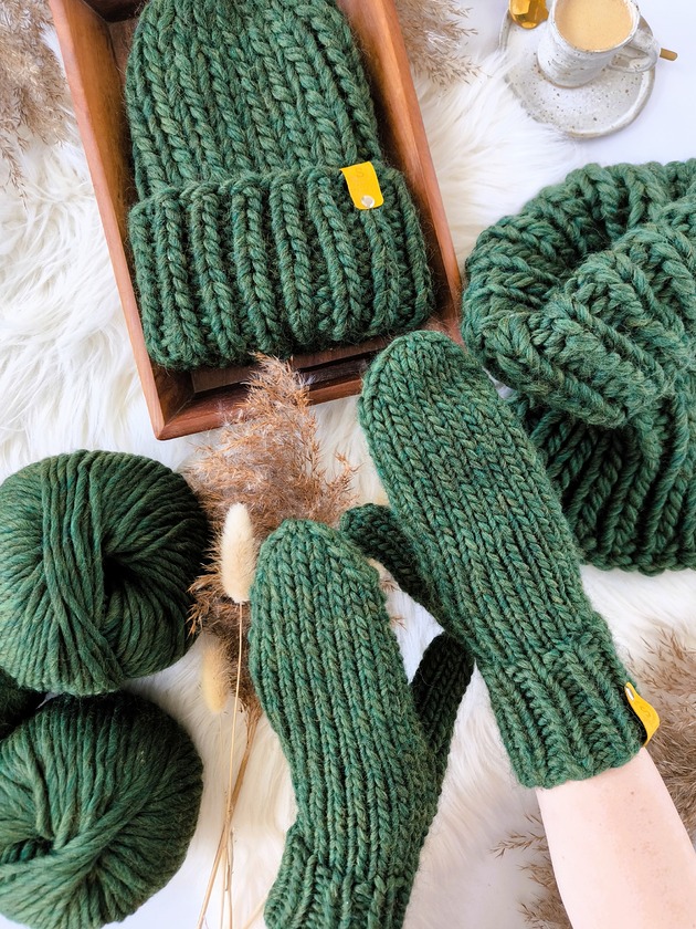rękawiczki damskie Peruvian WOOLY zielone rekawiczki z wełny peruwiańskiej