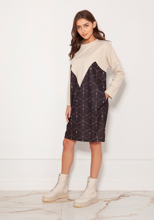 Oversize'owa sukienka w typie bluzy,SUK191 wzór Lanti