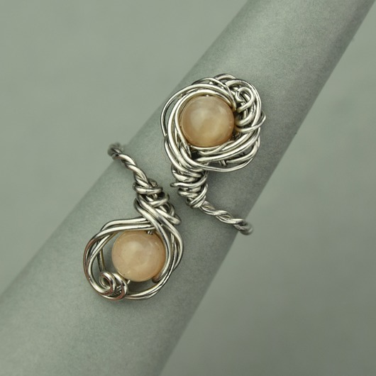 pierścionki - różne Pierścionek regulowany kamień słoneczny wire wrapping