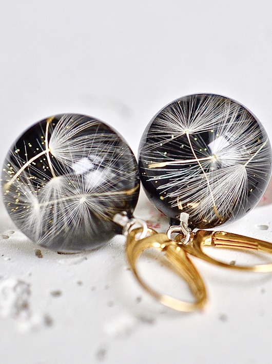 Kolczyki srebrne z nasionami dmuchawca Grol Jewellery