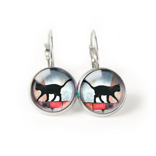 BLACK CAT kolczyki wiszące muamua design