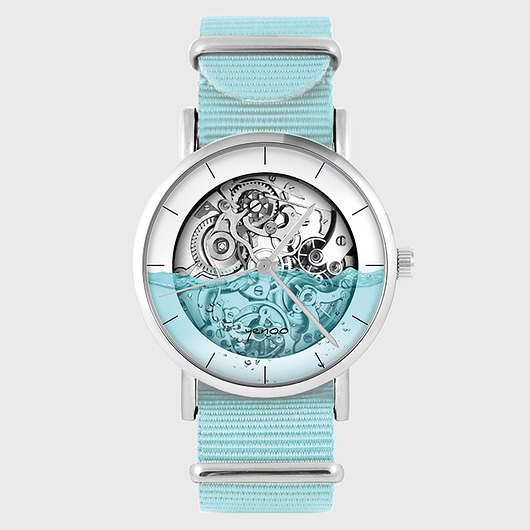 Zegarek - Steampunk wodny - niebieski, nato yenoo