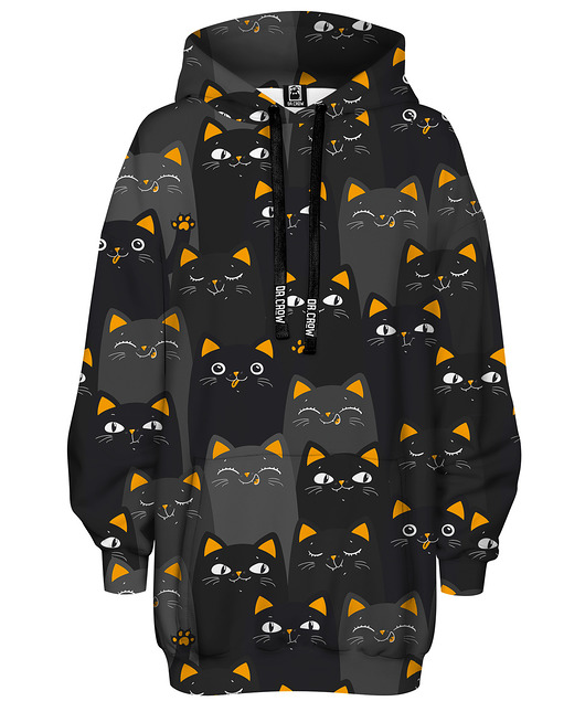 bluza z kapturem damska Bluza Oversize Tunika DR.CROW Cats Orange