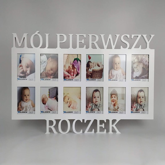 ramki na zdjęcia Ramka na zdjęcia z napisem MÓJ PIERWSZY ROCZEK 12 zdjęć  10x15