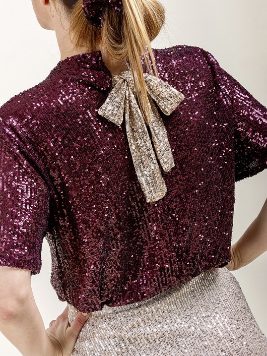 bluzki - inne Shine A Light / cekinowa bluzka z kokardą