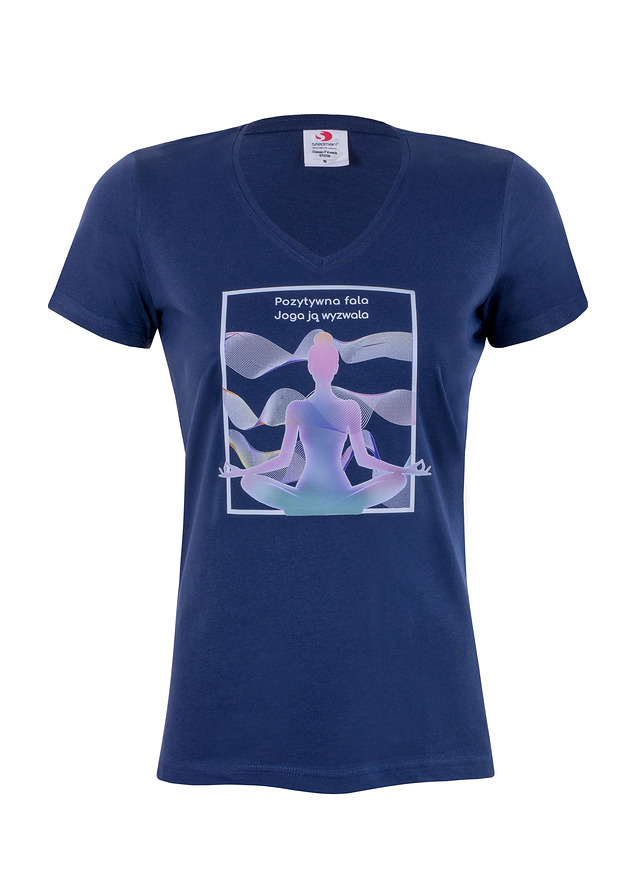 t-shirt damskie Bluzka t-shirt pozytywna fala JOGA  granatowa