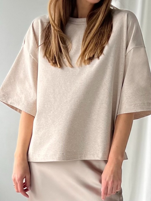t-shirt damskie Crush / Beige  - bawełniany t-shirt oversize