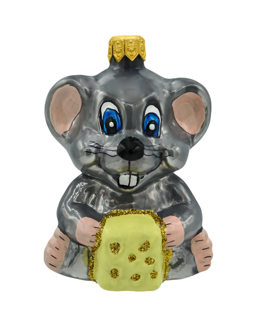 ozdoby choinkowe Bombka choinkowa: Mysz z kawałkiem sera: szara