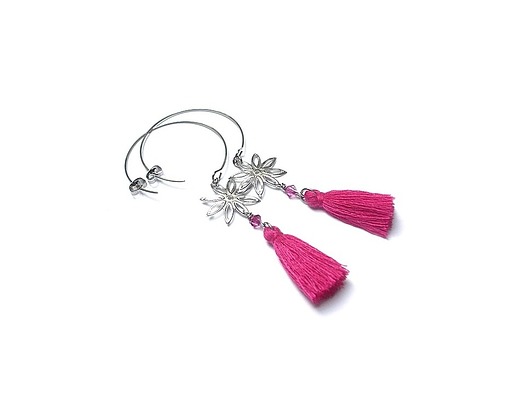 kolczyki chwosty Kolczyki chwosty Alloys Collection - koła /flower/hot pink