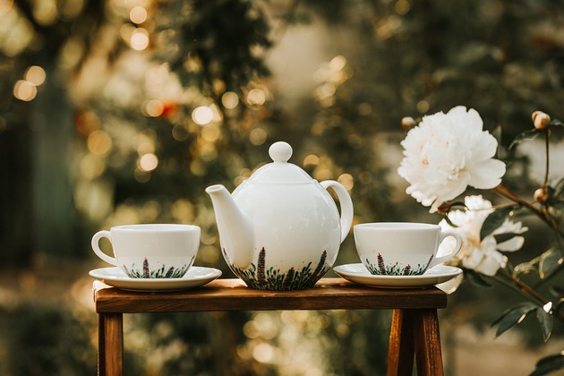 czajniki i dzbanki Zestaw porcelany do kawy kwitnąca łąka