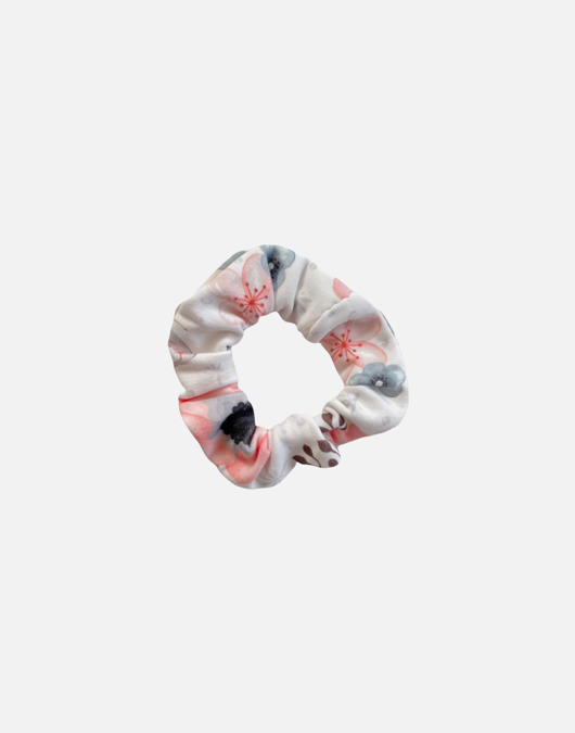gumki do włosów Scrunchie gumka frotka wąska kwiaty pastelowa