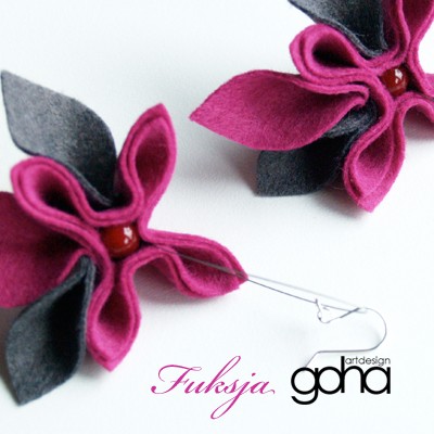 Fuksja -Biżuteria Autorska FlowerFelt Design