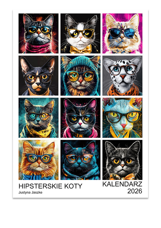 kalendarze i plannery Kalendarz 2026 Hipsterskie koty 15x21 cm