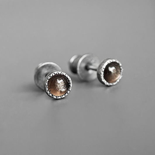 kolczyki srebrne Kolczyki z obsydianem, srebro