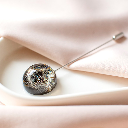 kolczyki z żywicy Broszka z rzęsek dmuchawca