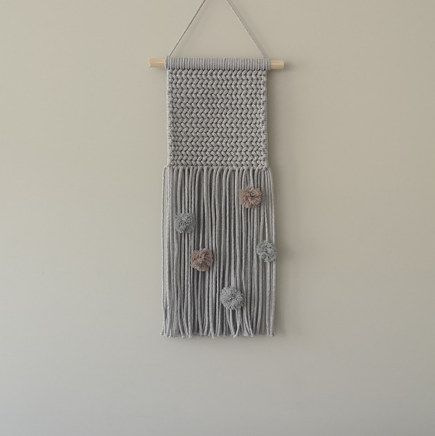 makramy Makrama Tara szara 19x155 cm