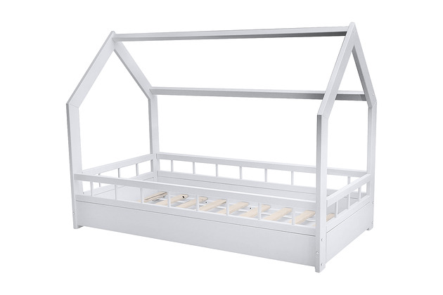 meble do pokoju dziecka łóżko domek 80x160 z barierkami białe