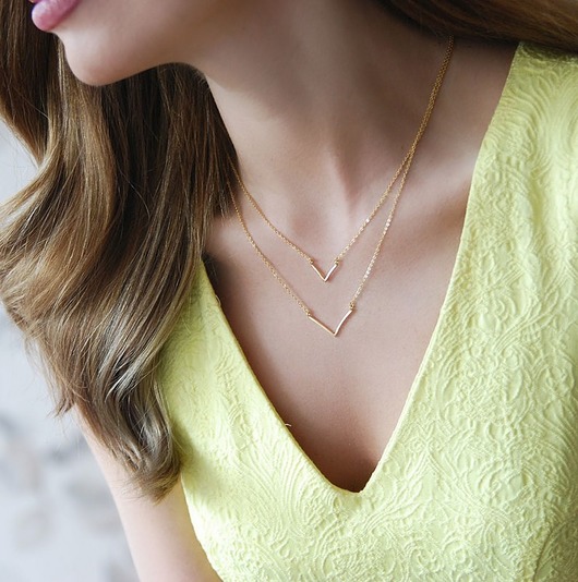 NASZYJNIK PODWÓJNY "V" - SREBRO 925 POZŁACANE Coccola JEWELLERY