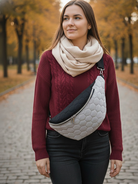 saszetka nerka Duża nerka welurowa  pikowana NS05xxl-001