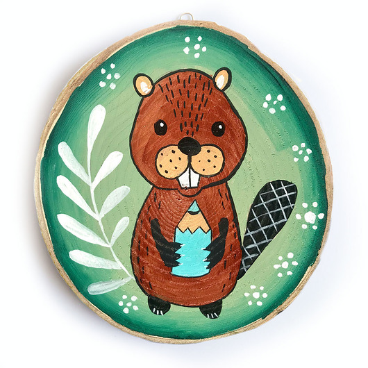 BÓBR ilustracja na drewnie muamua design