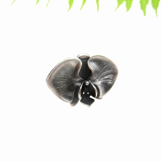 pierścionki srebrne Pierścionek srebrny - Orchidea oksydowana duża