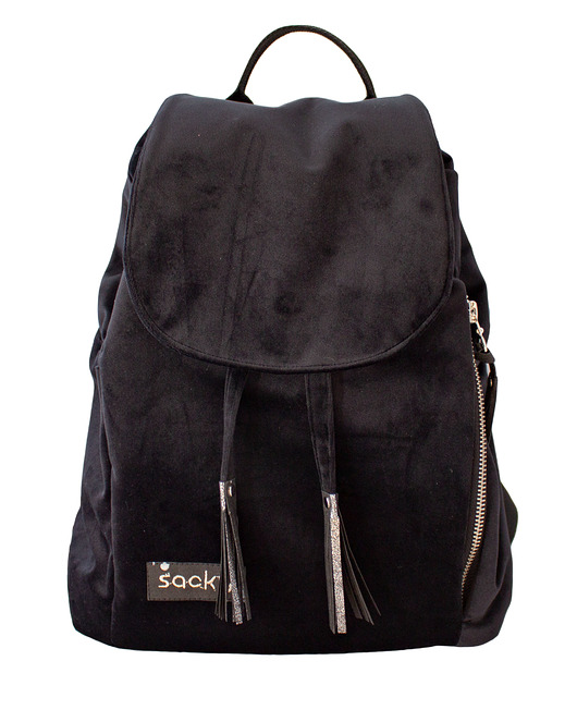 Plecak czarny welur sacky bag