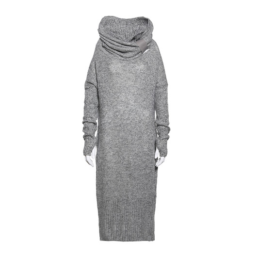 swetry damskie  SUKIENKA - SWETROWA - SZARY MELANŻ - Nubee