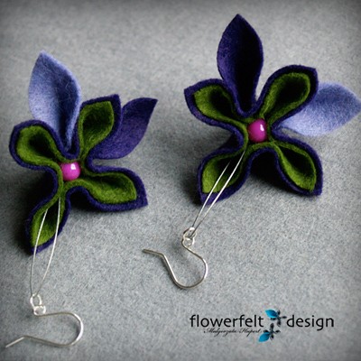 Fioletowo oliwkowe z różanym  FlowerFelt Design