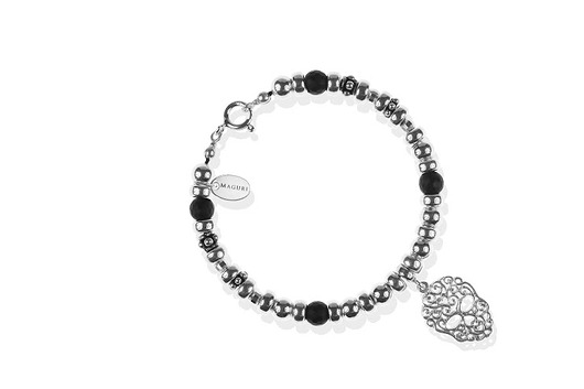  skull on black drawstring Maguri Jewellery