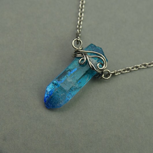 naszyjniki - inne Naszyjnik Talizman kryształ górski wire wrapping