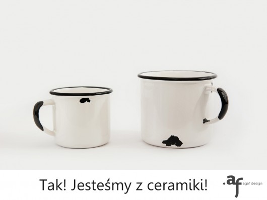 2 Kubki Ceramiczne - 1 Biały 1 Biały Mały Agaf Design