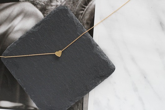 Gold Plated Matt Heart Necklace Le Boho Bleu