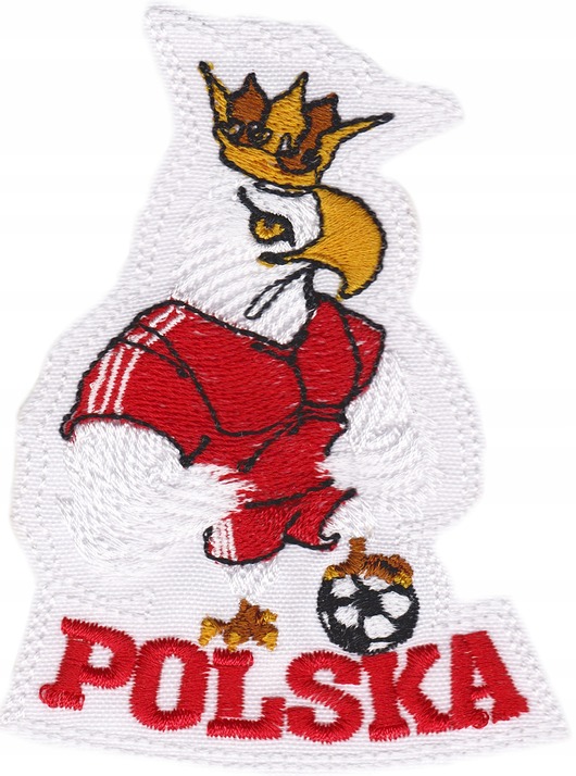 naszywki na ubrania Naszywka naprasowanka ORZEŁ Z PIŁKĄ termoprzylepna haft POLSKIE 7,2x9,8cm