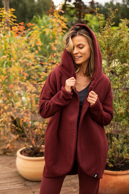 bluza z kapturem damska Peleryna do zadań specjalnych Ciemny Burgund