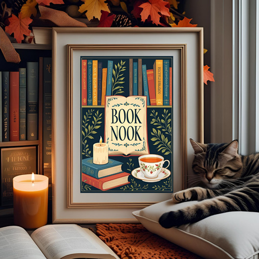 plakaty PLAKAT książki BOOK NOOK retro czytanie books prezent
