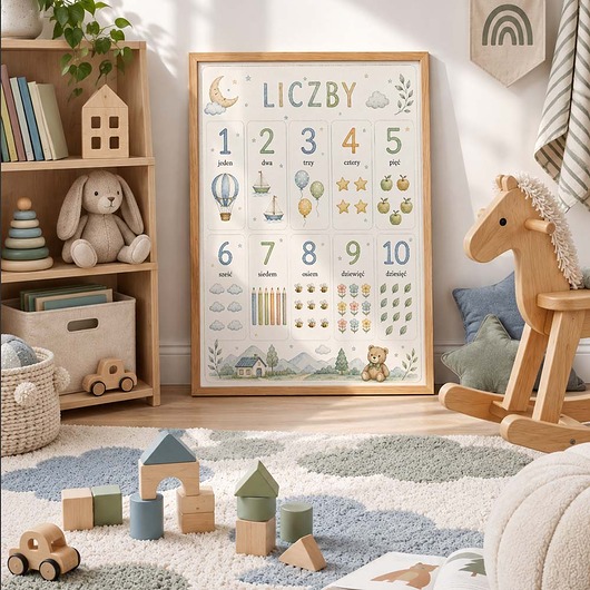 obrazy i plakaty do pokoju dziecięcego Plakat edukacyjny LICZBY dla chłopca