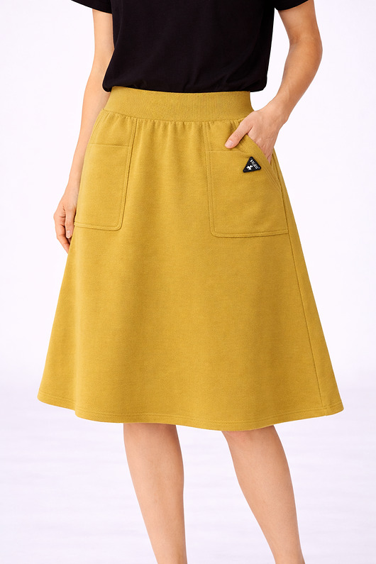 spódnice midi Spódnica Trapezowa  ,,NOEL" Musztardowa oliwka