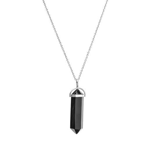 srebrne naszyjniki Naszyjnik "Mystical Onyx" ozdobiony dużym kamieniem onyksem- srebro 925