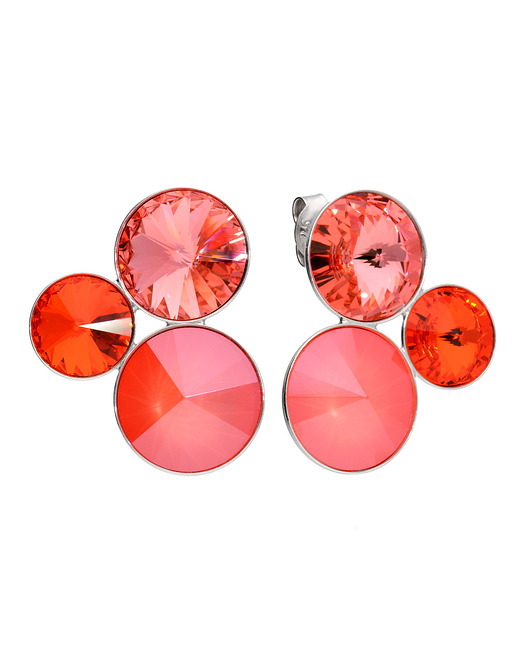 kolczyki swarovski Srebrne potrójne pomarańczowe kolczyki Swarovski