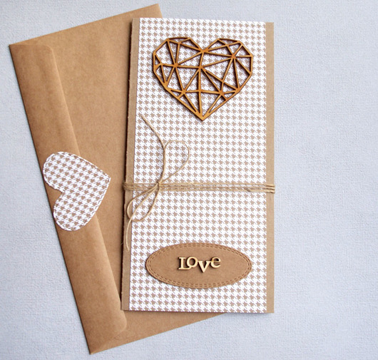 zaproszenia i kartki na ślub Kartka ślubna :: geometric heart :: pepitka