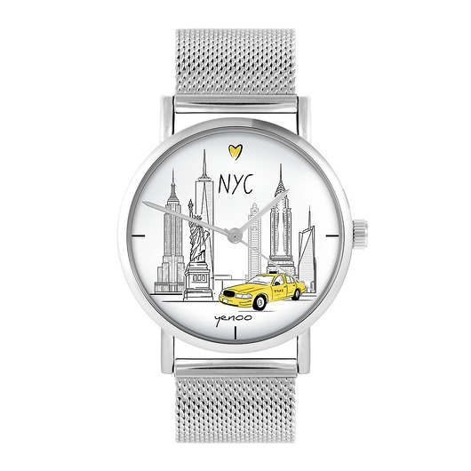zegarki unisex Zegarek - New York - bransoleta mesh