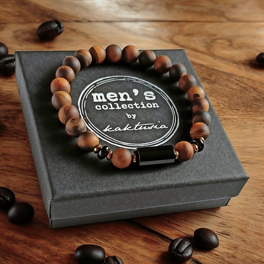 biżuteria męska SUKCES, ODWAGA, SIŁA :: tygrysie oko, onyks :: gold