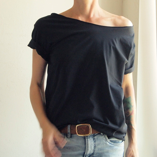 t-shirt damskie Czarny oversize bez nadruku