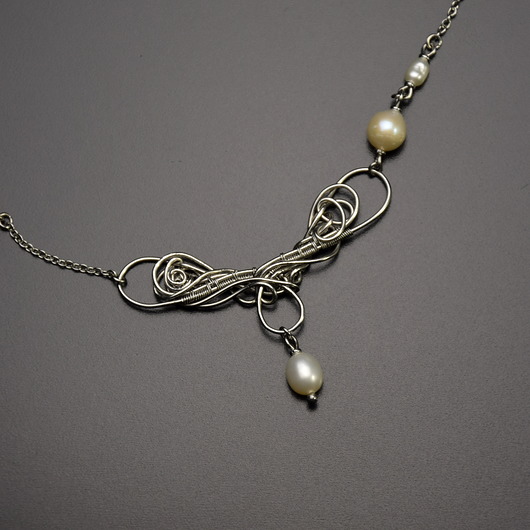 chokery Krótki naszyjnik choker perły wire wrapping