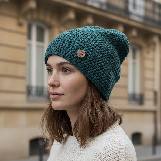 czapki damskie Czapka całoroczna przejściowa cienka bawełna s/m unisex szmaragd