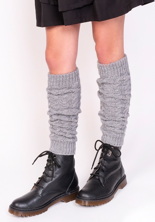 skarpetki damskie Getry lub rękawki w warkoczowy wzór - szary