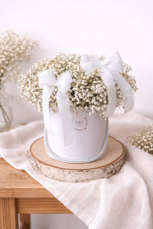 dodatki - różne Flowerbox z gipsówką stabilizowaną